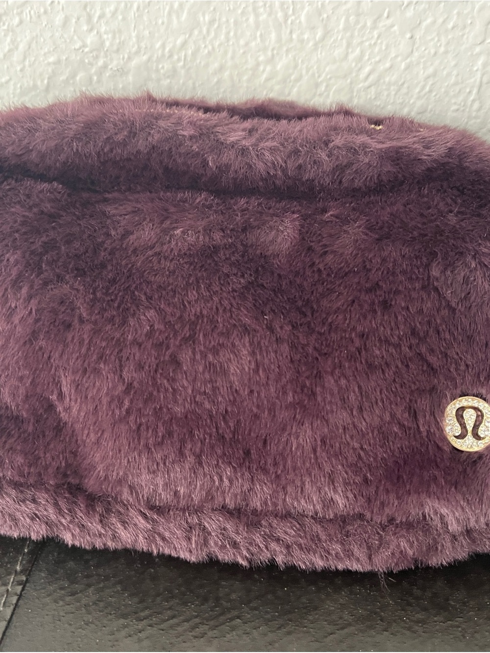 lululemon athletica Plush Faux Fur Crossbody Bag in Plum